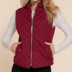 Suede Piping Quilted Padding Vest